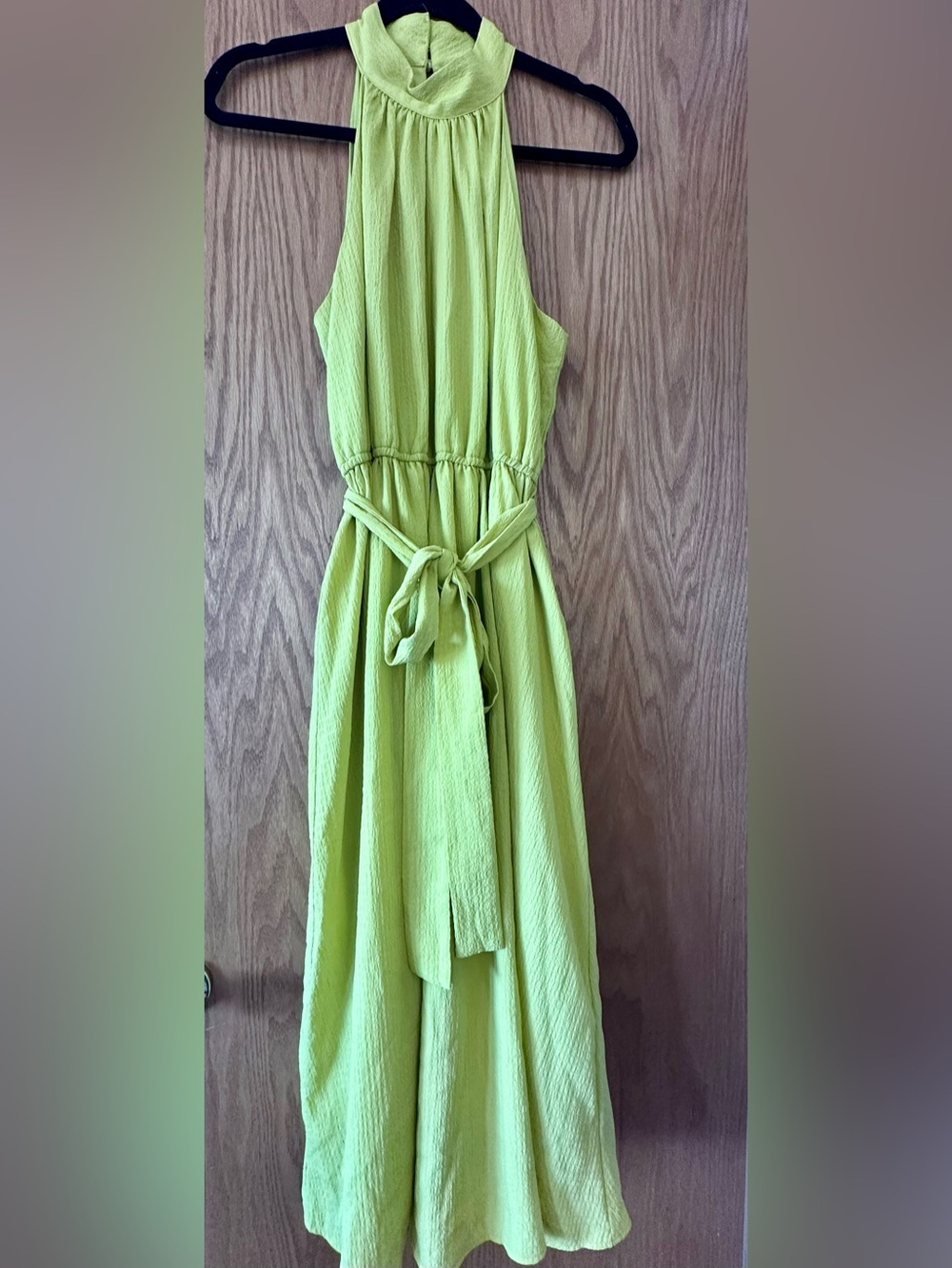 Worthington Chartreuse Halter Maxi Dress